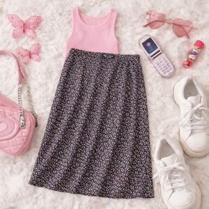 Betsy Johnson NY Floral Midi Skirt Y2K Balletcore Coquette Cottagecore M